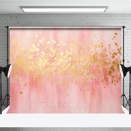 Lofaris Elegant Pink and Gold Foil Abstract Photography Backdrop Soft Artistic Party Decor