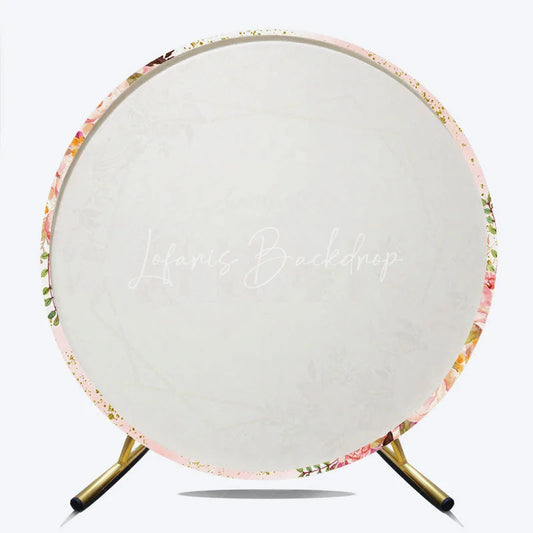 Lofaris Elegant Pink and Gold Glitter Graduation Round Backdrop Floral Congrats GRAD Design for Party Decor