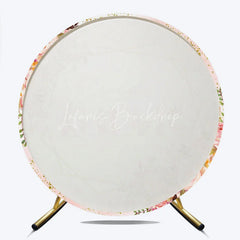 Lofaris Elegant Pink and Gold Glitter Graduation Round Backdrop Floral Congrats GRAD Design for Party Decor