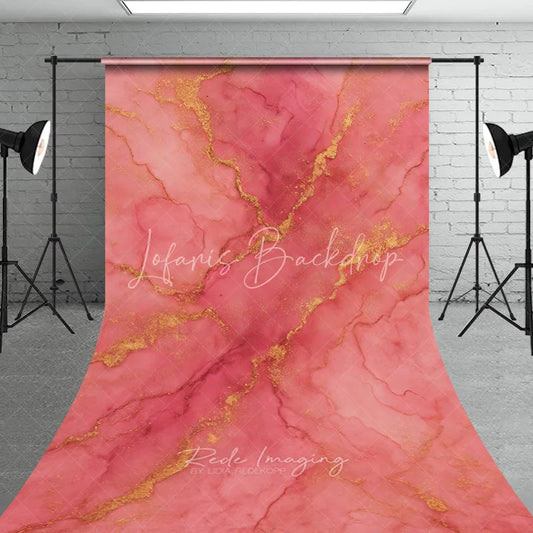 Lofaris Elegant Pink and Gold Marble Texture Abstract Sweep Backdrop Luxurious Artistic Photography Decor
