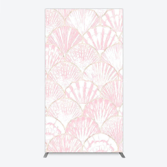 Lofaris Elegant Pink and Gold Scallop Shell Pattern Rectangle Arch Backdrop Delicate Mermaid Theme Baby Shower Party Decor