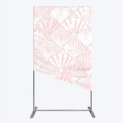 Lofaris Elegant Pink and Gold Scallop Shell Pattern Rectangle Arch Backdrop Delicate Mermaid Theme Baby Shower Party Decor