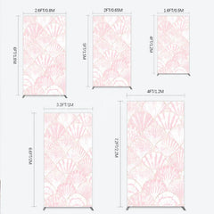 Lofaris Elegant Pink and Gold Scallop Shell Pattern Rectangle Arch Backdrop Delicate Mermaid Theme Baby Shower Party Decor
