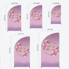 Lofaris Elegant Pink and Rose Gold Balloons with Roses Happy Birthday Half Moon Arch Backdrop Kit Purple Glitter Party Decor