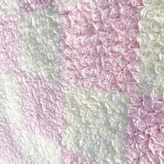 Lofaris Elegant Pink and White Checkerboard Artificial Flower Wall Romantic Rose Backdrop for Wedding Party Decor
