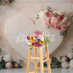 Lofaris Elegant Pink and White Floral Heart Photography Backdrop Roses Peonies Romantic Celebration Decor for Portraits