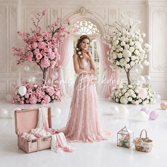 Lofaris Elegant Pink and White Floral Tree Archway Combo Set Backdrop Garden Door Wedding Baby Shower Decor