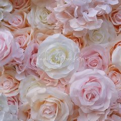 Lofaris Elegant Pink and White Gradient Artificial Flower Wall Lush Rose Floral Backdrop for Wedding Party Decor