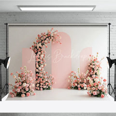 Lofaris Elegant Pink Arches with White and Floral Photography Backdrop Romantic Wedding or Baby Shower Decor