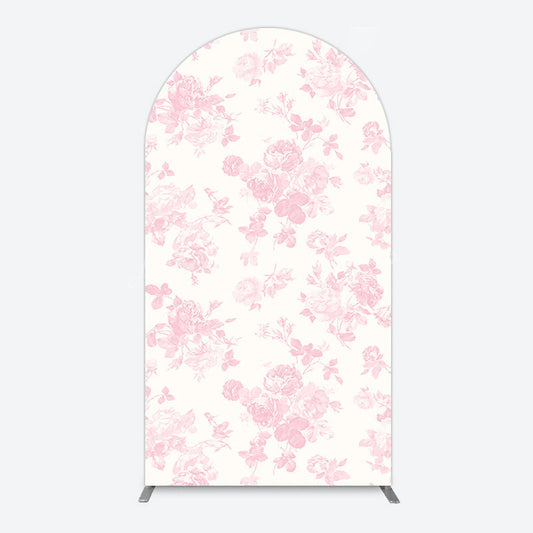 Lofaris Elegant Pink Bow Floral Happy Birthday Arch Backdrop
