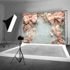 Lofaris Elegant Pink Bow Flower Frame Photography Backdrop Vintage Floral Wedding Studio Prop