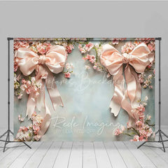 Lofaris Elegant Pink Bow Flower Frame Photography Backdrop Vintage Floral Wedding Studio Prop