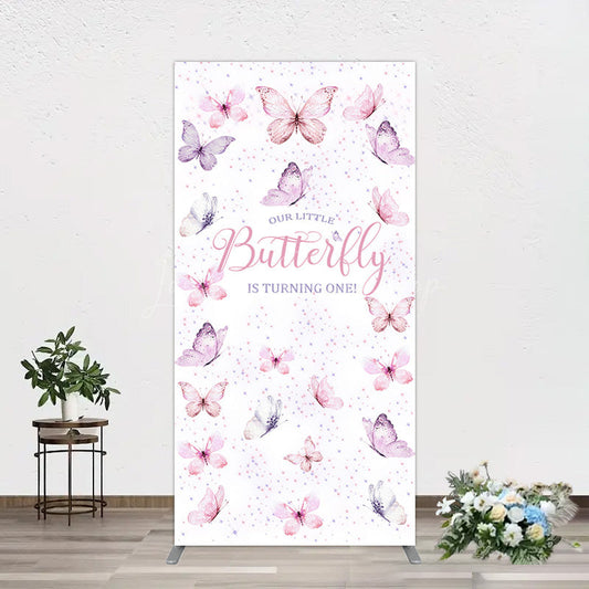 Lofaris Elegant Pink Butterfly 1st Birthday Rectangle Backdrop