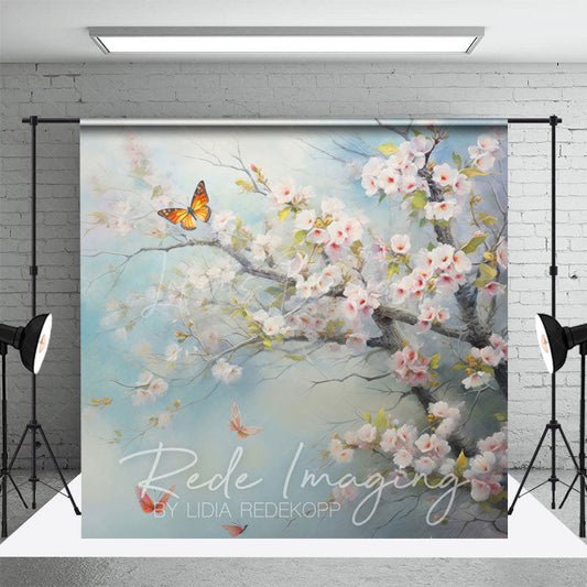 Lofaris Elegant Pink Flowers Butterflies Photography Backdrop