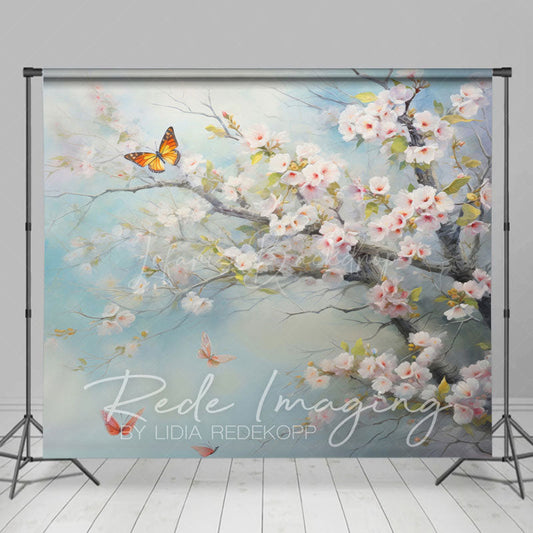 Lofaris Elegant Pink Flowers Butterflies Photography Backdrop