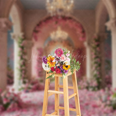 Lofaris Elegant Pink Flowers Palace Sweet Wedding Backdrop