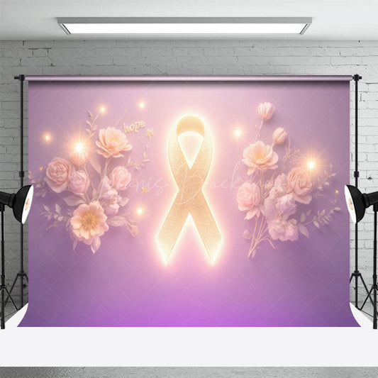 Lofaris Elegant Pink Gold Ribbon Blooms Celebration Backdrop