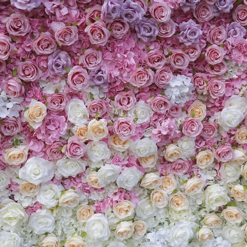 Lofaris Elegant Pink Purple and White Ombre Artificial Flower Wall Romantic Floral Backdrop for Wedding Party Decor