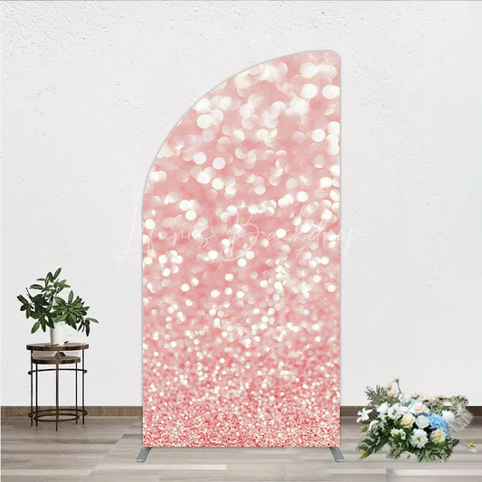 Lofaris Elegant Pink Rose Gold Glitter Bokeh Half Moon Arch Backdrop Shimmering Party Decoration for Celebrations