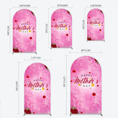 Lofaris Elegant Pink Rose Happy Mother’s Day Round Top Arch Backdrop Floral Pearl and Glitter Decor