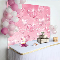 Lofaris Elegant Pink Sparkling Gem and Pearly Hearts Birthday Backdrop Dreamy Celebration Party Decor for Girls