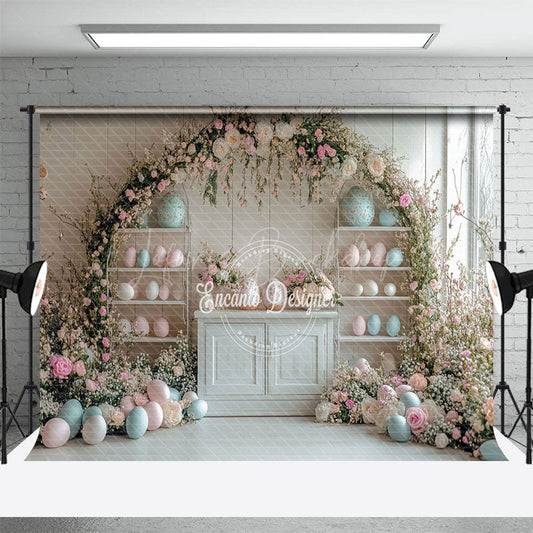 Lofaris Elegant Pink White Flower Arch Colorful Pot Backdrop