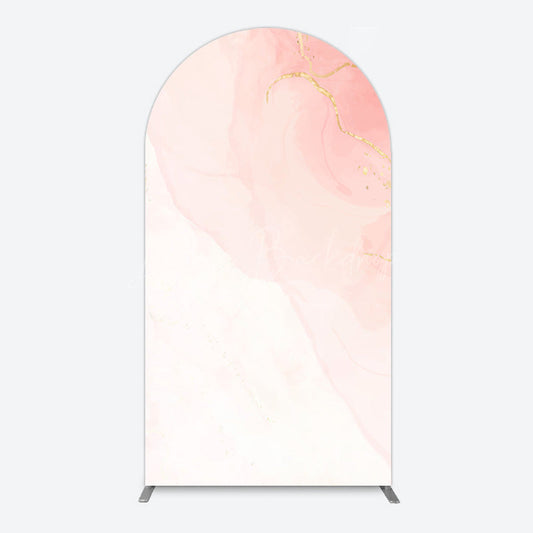 Lofaris Elegant Pink White Gold Marble Birthday Arch Backdrop
