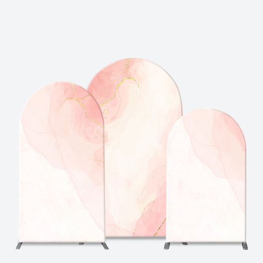 Lofaris Elegant Pink White Gold Marble Birthday Arch Backdrop