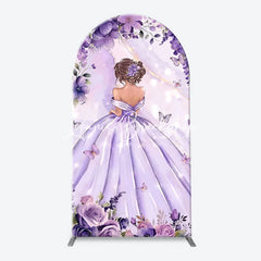 Lofaris Elegant Princess Girl Floral Butterfly Arch Backdrop Kit Purple and Blue Birthday Party Baby Shower Decor