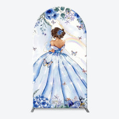 Lofaris Elegant Princess Girl Floral Butterfly Arch Backdrop Kit Purple and Blue Birthday Party Baby Shower Decor