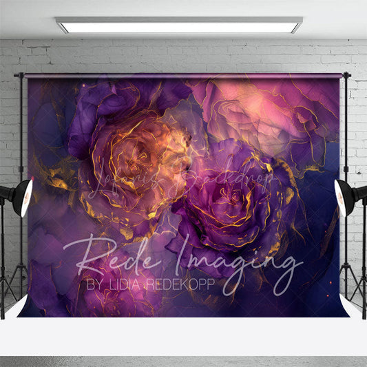 Lofaris Elegant Purple Abstract Floral Fine Art Backdrop