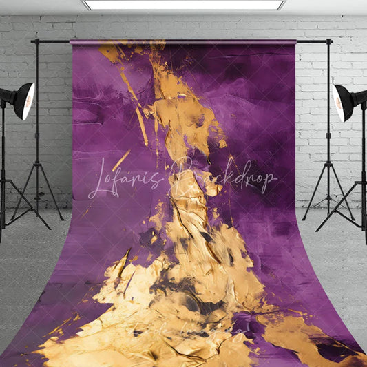 Lofaris Elegant Purple and Gold Abstract Textured Sweep Backdrop Artistic Photography Background for Studio Portraits