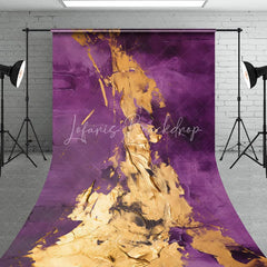 Lofaris Elegant Purple and Gold Abstract Textured Sweep Backdrop Artistic Photography Background for Studio Portraits