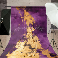Lofaris Elegant Purple and Gold Abstract Textured Sweep Backdrop Artistic Photography Background for Studio Portraits