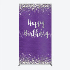 Lofaris Elegant Purple and Silver Glitter Happy Birthday Rectangle Arch Backdrop Diamond Celebration Party Decor