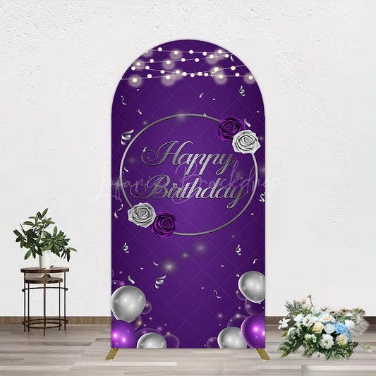 Lofaris Elegant Purple Balloons Rose Birthday Arch Backdrop