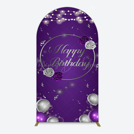 Lofaris Elegant Purple Balloons Rose Birthday Arch Backdrop