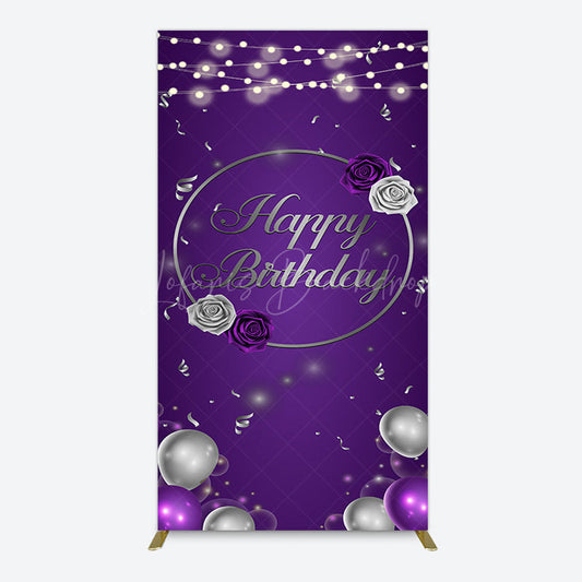 Lofaris Elegant Purple Balloons Rose Birthday Rectangle Backdrop
