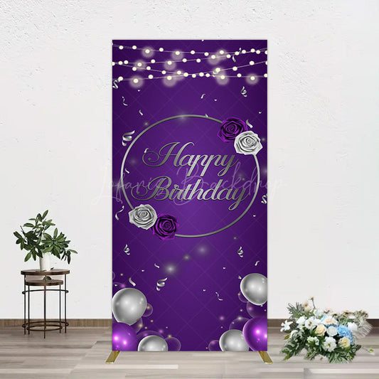 Lofaris Elegant Purple Balloons Rose Birthday Rectangle Backdrop