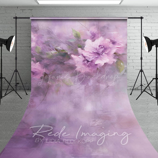 Lofaris Elegant Purple Florals Leaves Sweep Photo Backdrop
