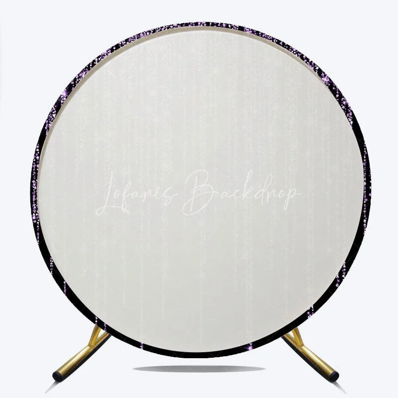 Lofaris Elegant Purple Glitter Cascading Sparkle Round Backdrop Black Background Party Decor for Birthday