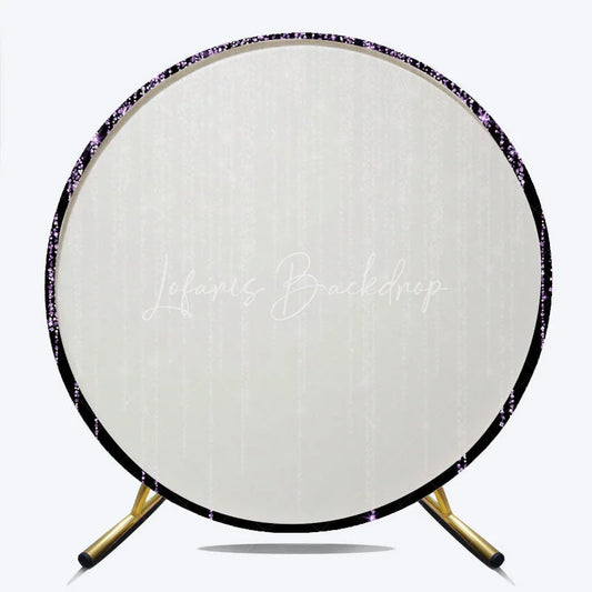 Lofaris Elegant Purple Glitter Cascading Sparkle Round Backdrop Black Background Party Decor for Birthday