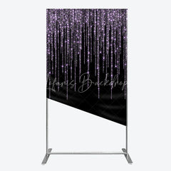 Lofaris Elegant Purple Glitter Sparkling Rectangle Arch Backdrop Black Background for Festive Celebration Decor