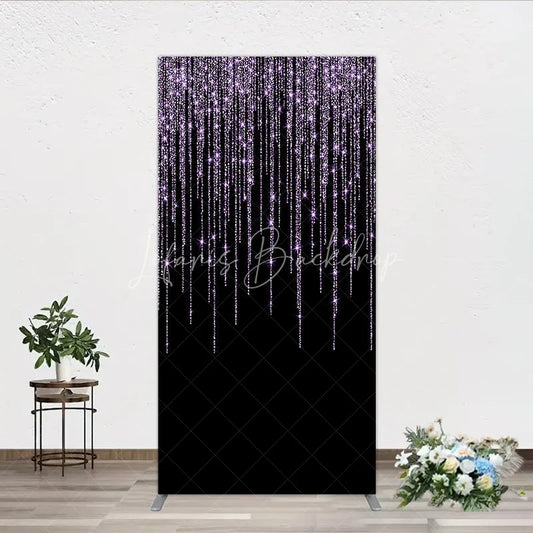Lofaris Elegant Purple Glitter Sparkling Rectangle Arch Backdrop Black Background for Festive Celebration Decor