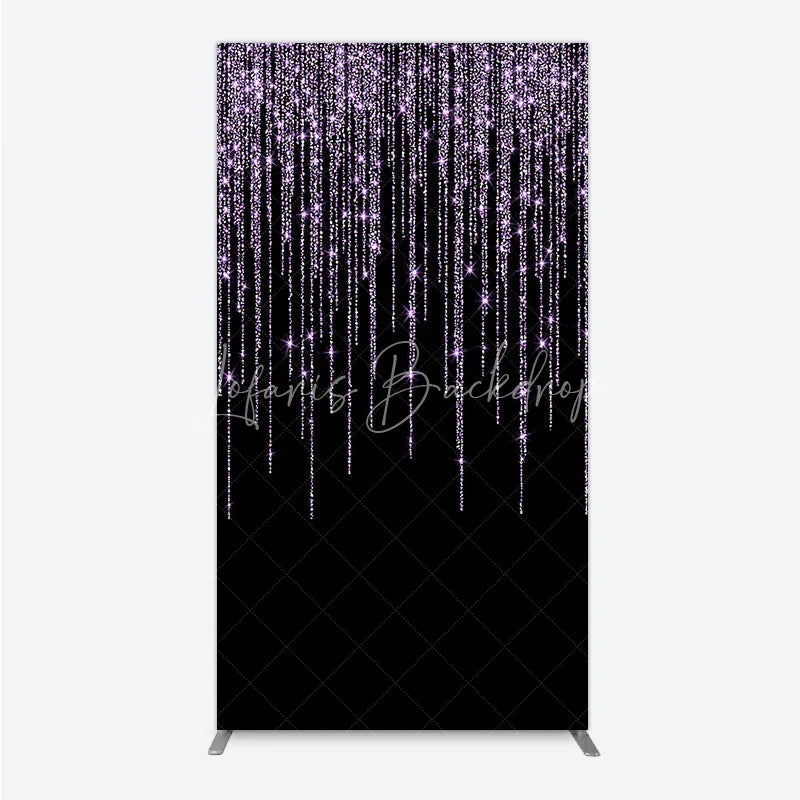 Lofaris Elegant Purple Glitter Sparkling Rectangle Arch Backdrop Black Background for Festive Celebration Decor