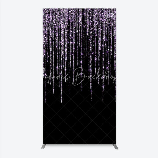 Lofaris Elegant Purple Glitter Sparkling Rectangle Arch Backdrop Black Background for Festive Celebration Decor