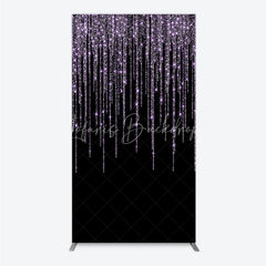 Lofaris Elegant Purple Glitter Sparkling Rectangle Arch Backdrop Black Background for Festive Celebration Decor