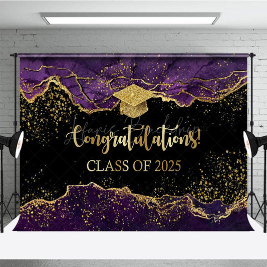 Lofaris Elegant Purple Gold Marbled Backdrop For Graduation