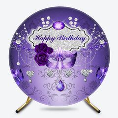 Lofaris Elegant Purple Mask Rose Birthday Round Backdrop