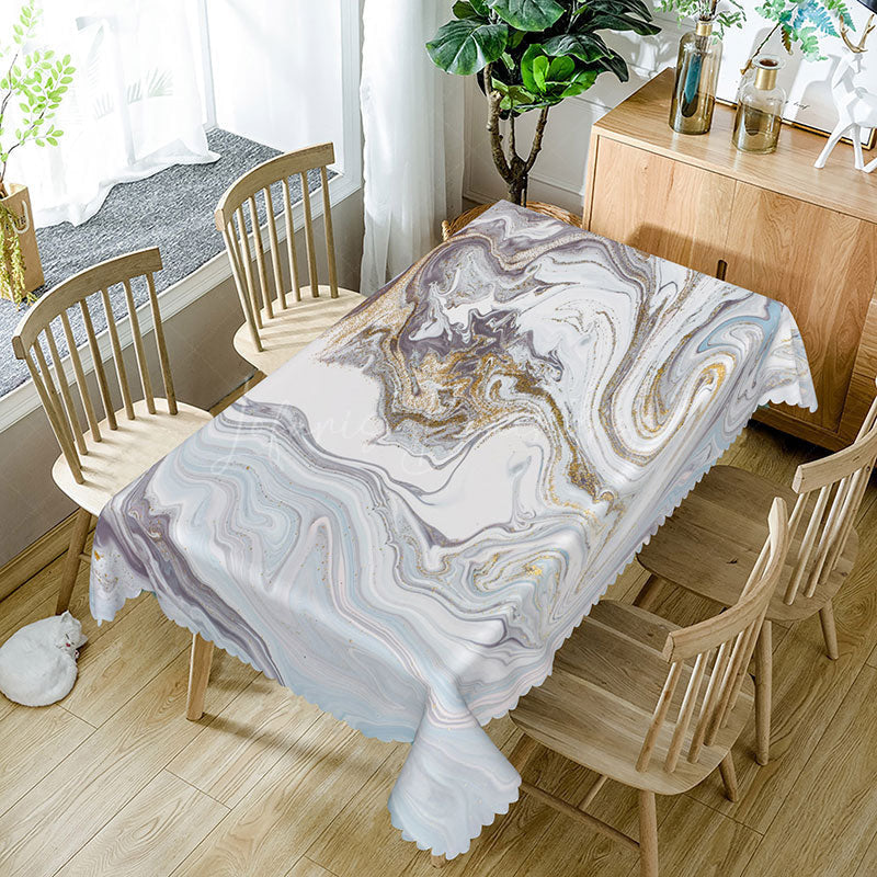 Lofaris Elegant Purple Ripple Rectangle Tablecloth with Gradient Effect for Modern and Abstract Dining Decor